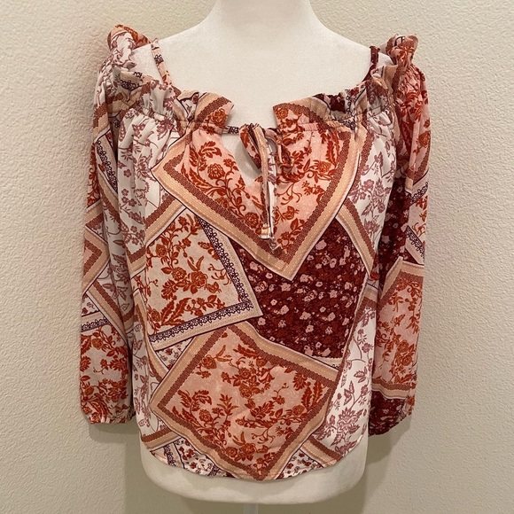 Forever 21 Tops - Forever 21 Boho Floral Patchwork Peasant Blouse | Women’s Small